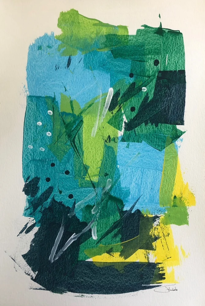 Teal green abstract by Florbela Nienaber