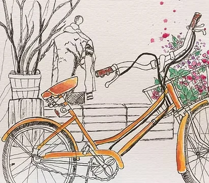 Orange bicycle by Florbela Nienaber