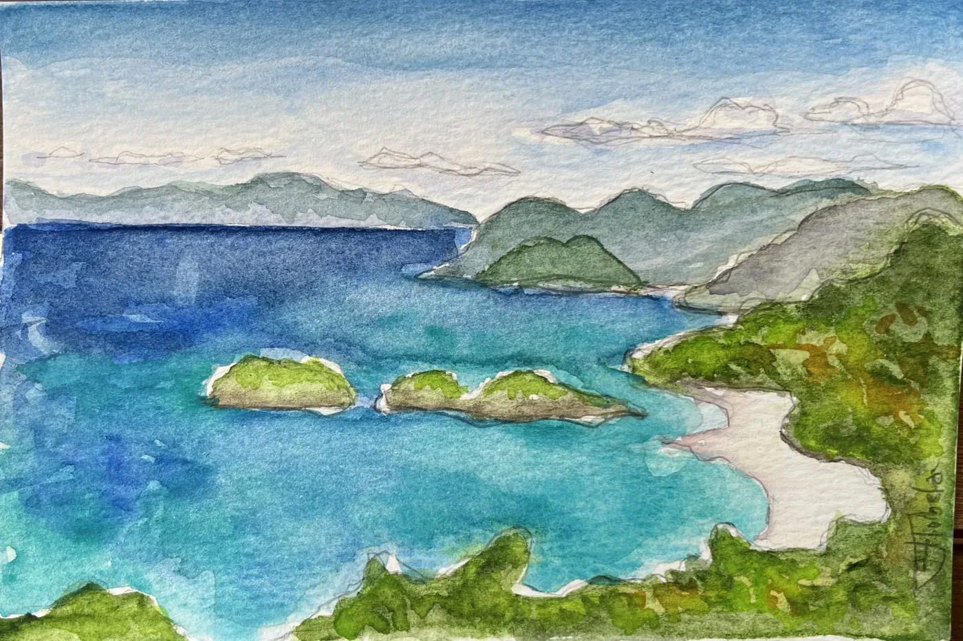 Tropical Bay — original artwork by Florbela Nienaber