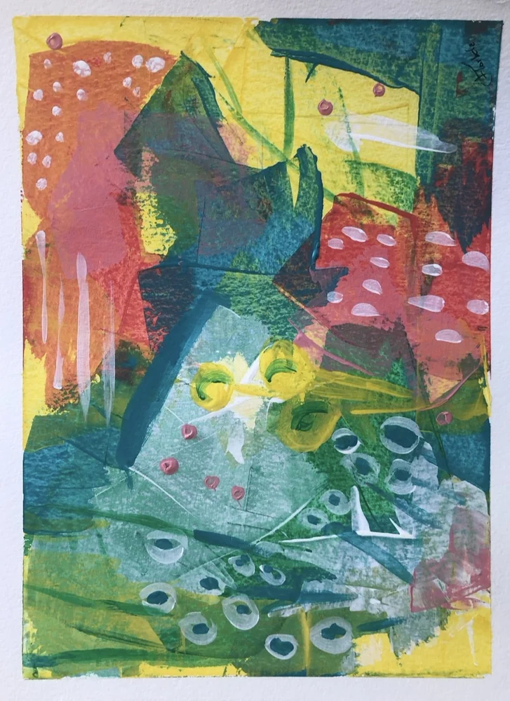 Yellow green abstract by Florbela Nienaber